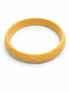 VINTAGE BAKELITE PLASTIC Bangle Bracelet Butterscotch Faceted Geometric